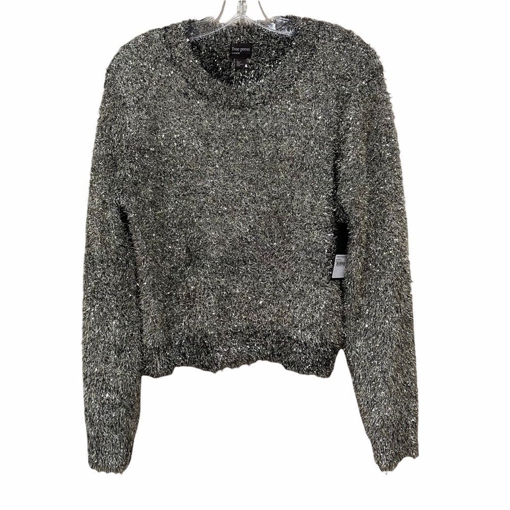 Free Press Metallic Gold Eyelash Sweater Size Large New With Tags